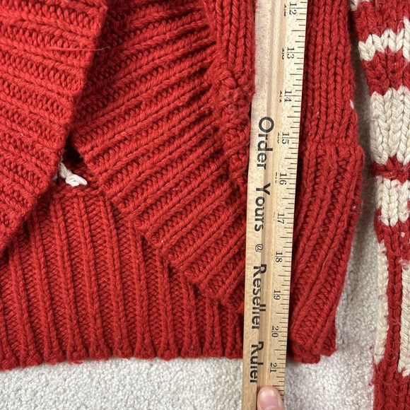 American Eagle Cardigan Sweater Y2K Scandigirl Fair Isle Red White Medium - Picture 3 of 8